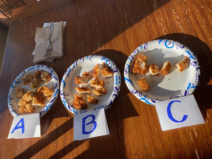 Students blind taste test chicken from fast food restaurants. To see their reactions in a video, check it out on our social media platforms( NCHSLIVE).