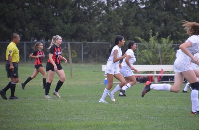 Stahnke plays against Lawrence Central as a midfielder with the girls soccer team.