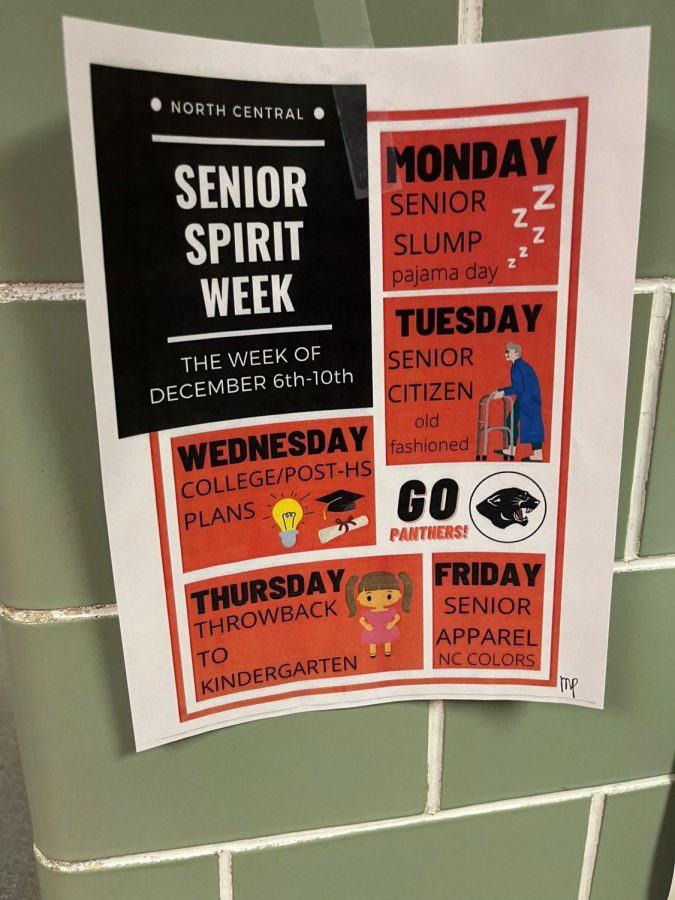 Senior Class Council hangs posters all over the school announcing the themes for Senior Spirit Week. Senior Class Council is trying to bring some fun to the students school day by engaging them in fun activities. 