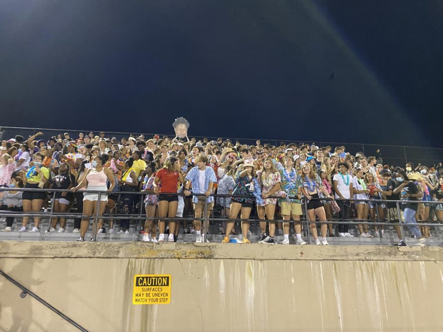 2021 senior student section leaders at a home football game.