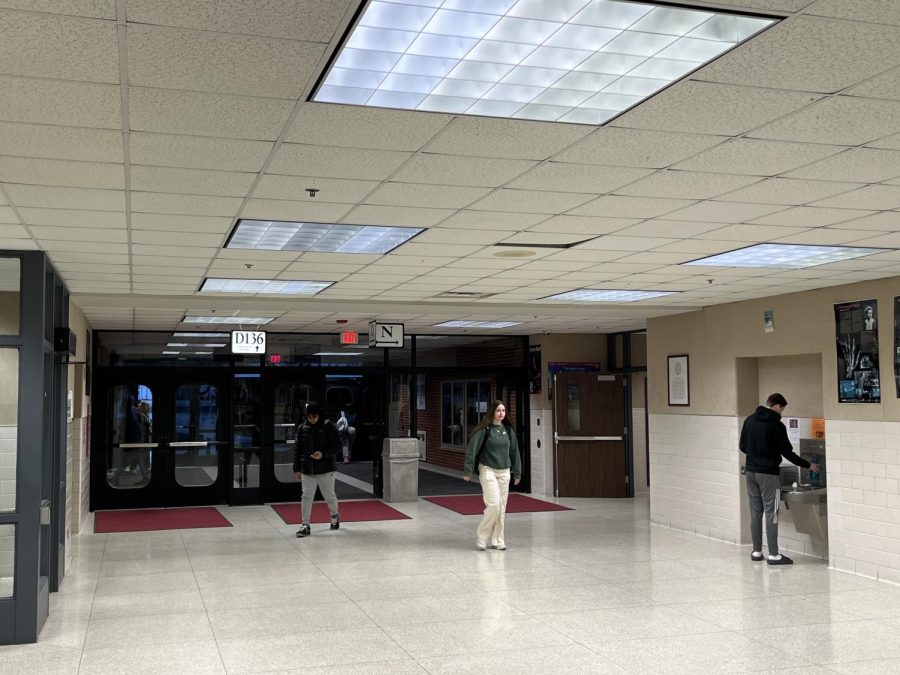Students enter on the west side of the building before first period. 