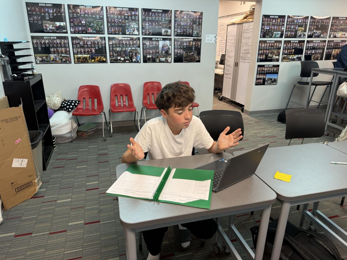 Freshman, Johnny Mallon, struggles to decided how to do his work. He ponders if paper or electronic work  is better.
