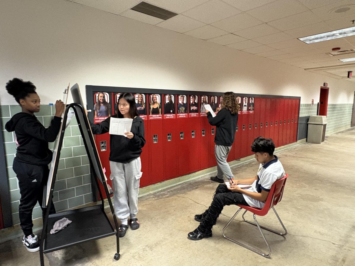 Freshman AVID students collaborate with each other on a TRF. TRFs are an important part of the AVID process and help students gain a deeper understanding on challenging topics. 
