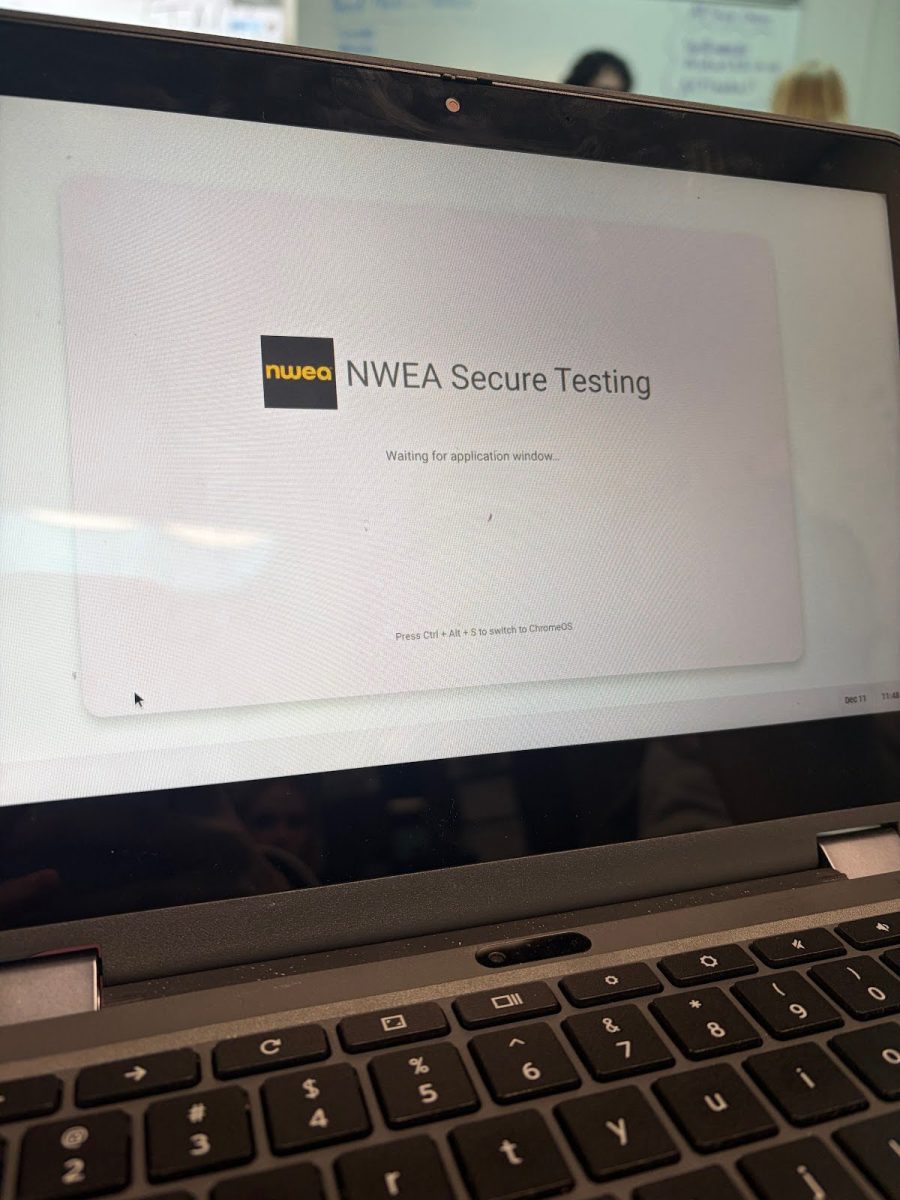 The NWEA secure testing tab shows on the chromebook. The NWEA website claims the test “We empower educators and learners with evidence-based assessments that reveal and unlock opportunity.” NWEA has been a present test in Indiana since 1977. 
