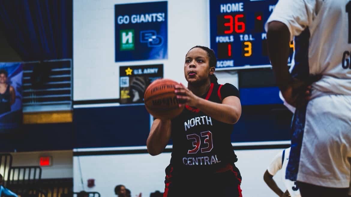 Junior McKenzi Rutland shoots a free throw during a 48-47 victory over Ben Davis High School.  After the win, Rutland is announced as the player of the game. “That game was just, I mean, I can't do anything without my teammates,” Rutland said.