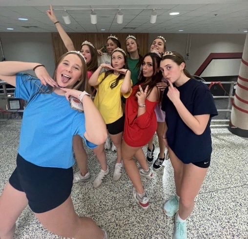 Team dressed as "princesses" poses for photo at RIley Dance-A-Thon. "I love Dance-A-Thon because you get to dance with your friends and its for a great cause!'" senior Charlotte Mallon said.