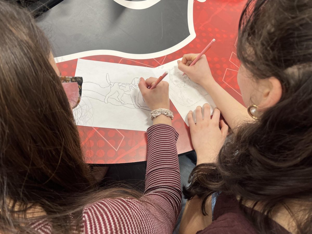 Sophomore Emma Cazares and Junior Rebecca Mejia recreate Rosa Bonheur's most famous painting’s. “ She inspires me because when she was not allowed to study in the School of Arts she still had the dedication to study and devote her life to painting,” Mejia said.